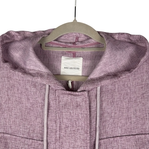 AVEC LES FILLES Lavender Cropped Lightweight Jacket Size XL Full zip Hoodie - Picture 3 of 12